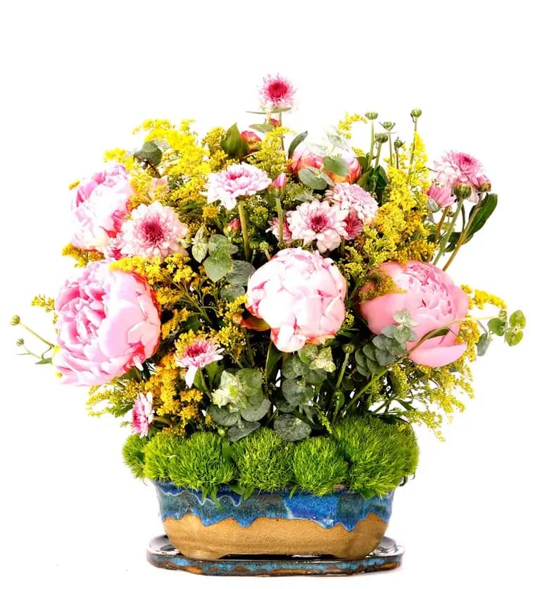 Hatay Art of Ceramic Series - Mix Şakayık (Peony) ve Krizantem Tasarım Siparişi