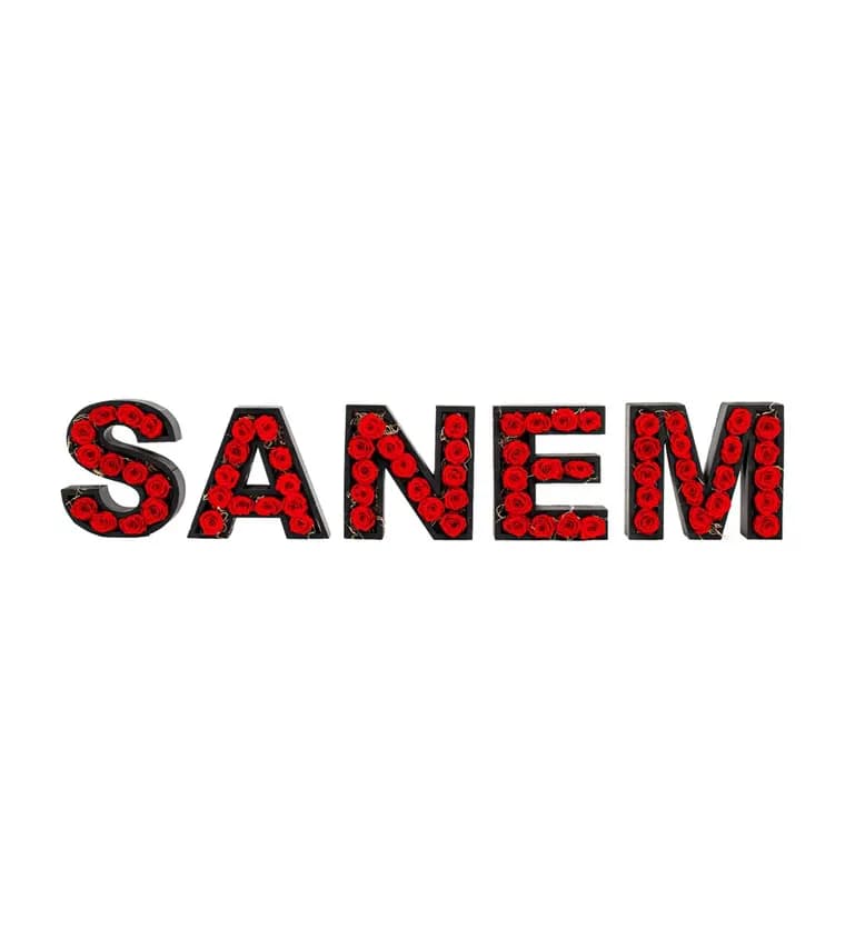 Kişiye Özel Harf Saksıda Beşli Kırmızı Solmayan Gül Tasarımı - Kahramanmaraş çiçek siparişi